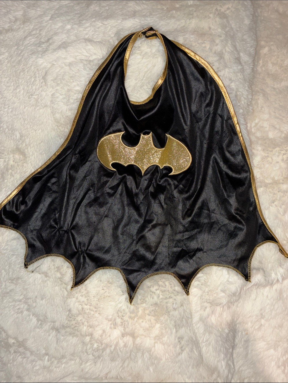 Batman Black and Gold Cape with Sparkle Bat Emblem